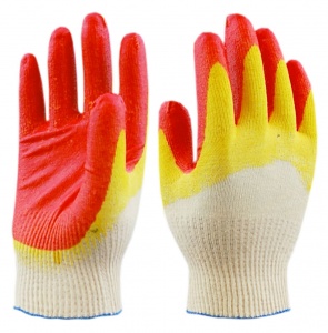 Перчатки  с 2-м латексным покрытием (красно-желтые)   (10пар)